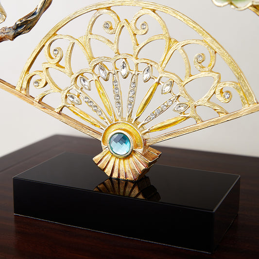 Imperial Jeweled Fan "Floral Whisper" Sculpture