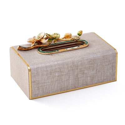 Champagne Orchid Linen Tissue Box
