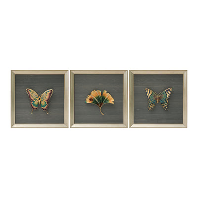 Nature's Jewels "Gilded Wings" Framed Triptych