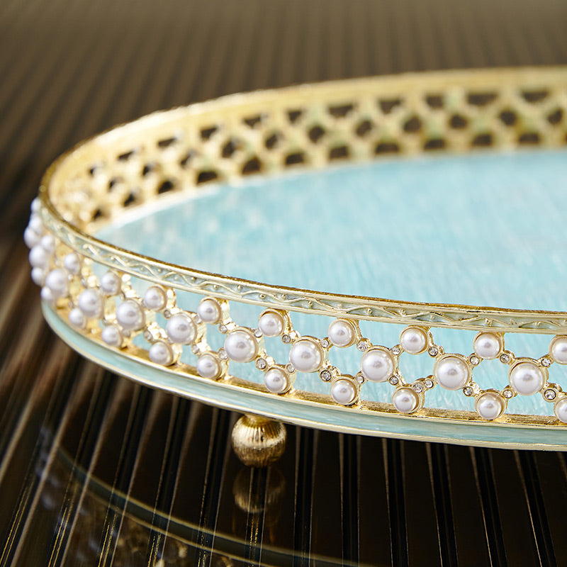 Azure Pearl Filigree Tray