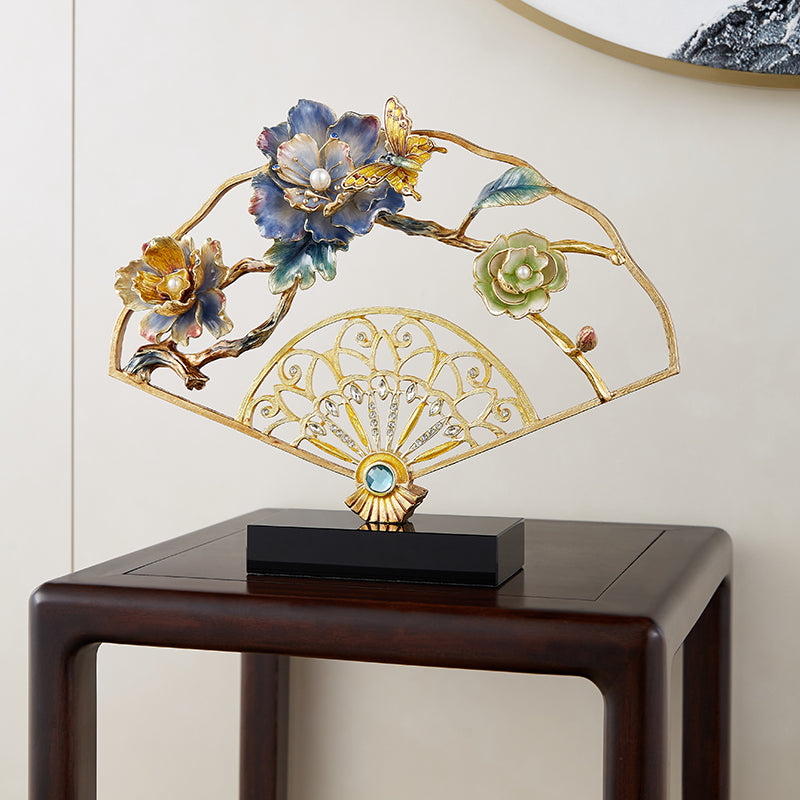 Imperial Jeweled Fan "Floral Whisper" Sculpture