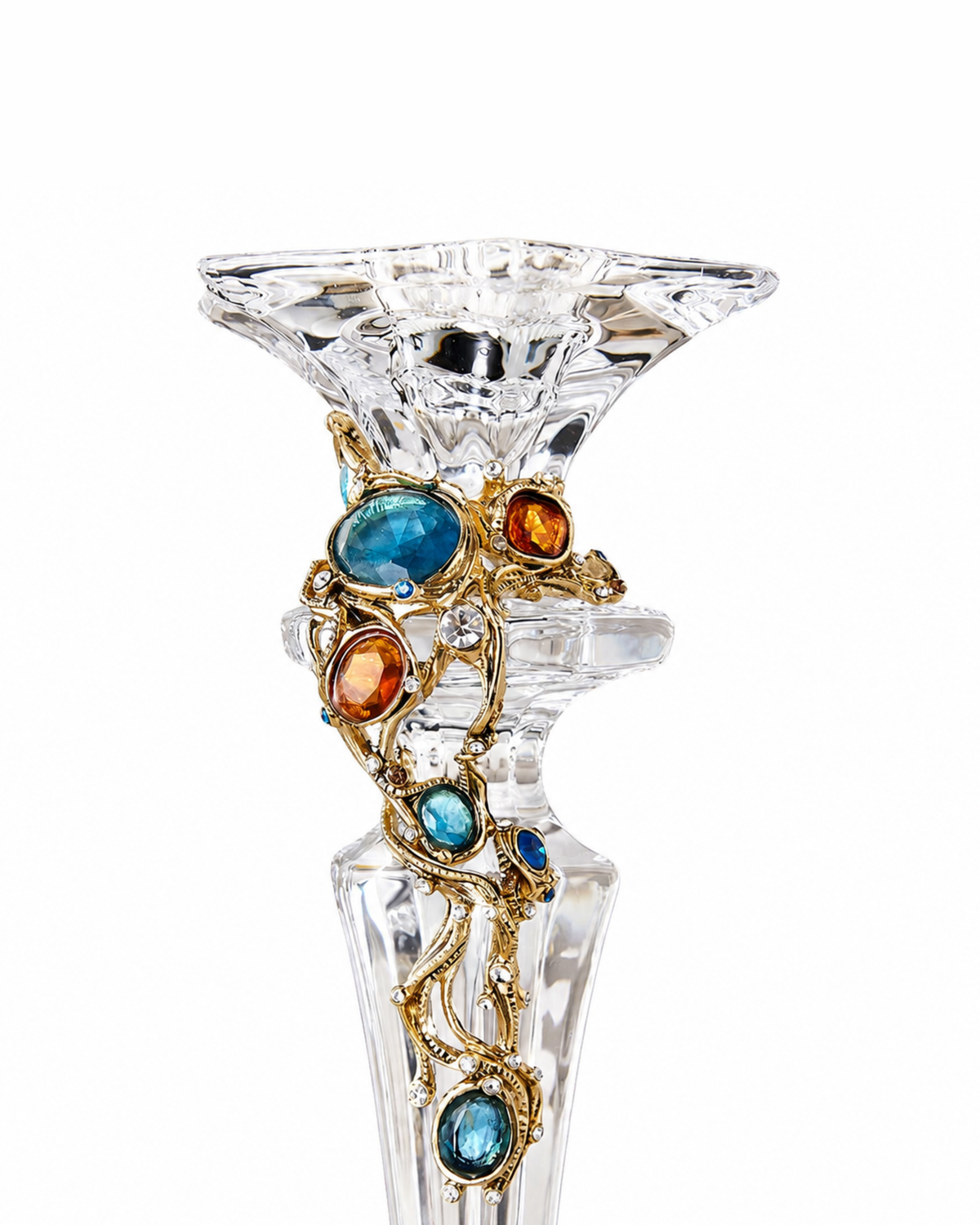 Azure & Amber Jeweled Crystal Spire