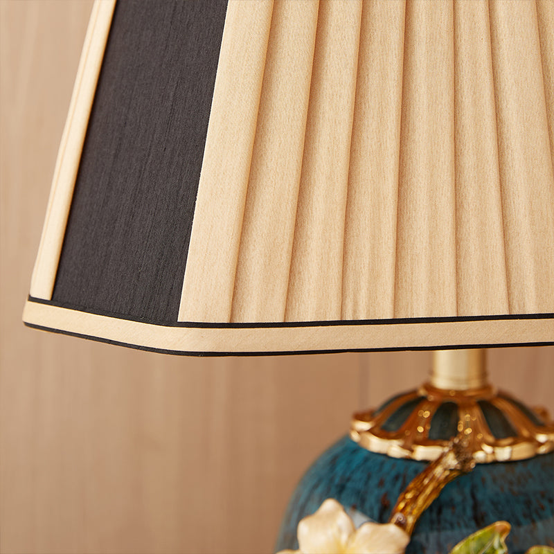 Midnight Azure Frog & Blossom Lamp