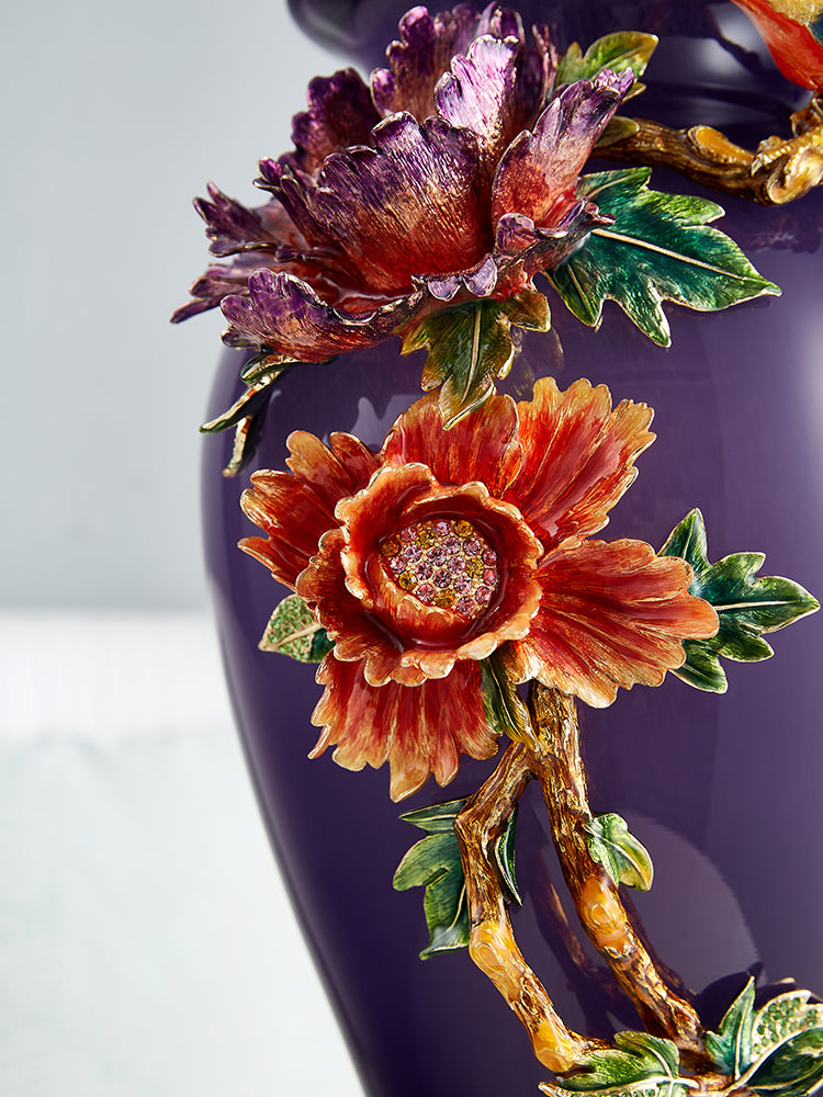 Imperial Amethyst "Peony & Songbird" Vase