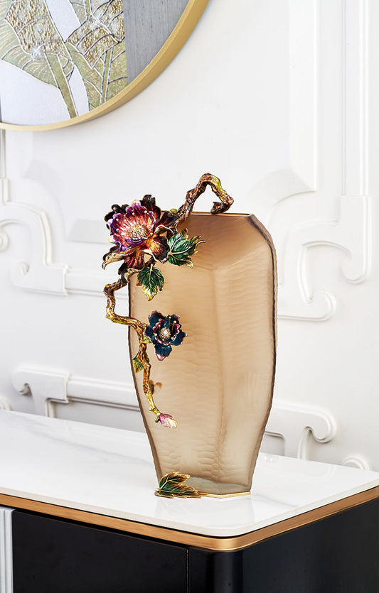 مزهرية زجاجية من نوع "ميستيك بلوم" بلون العنبر الشفق