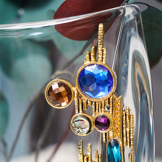 Crystalline Horizon Geometric Jeweled Vase