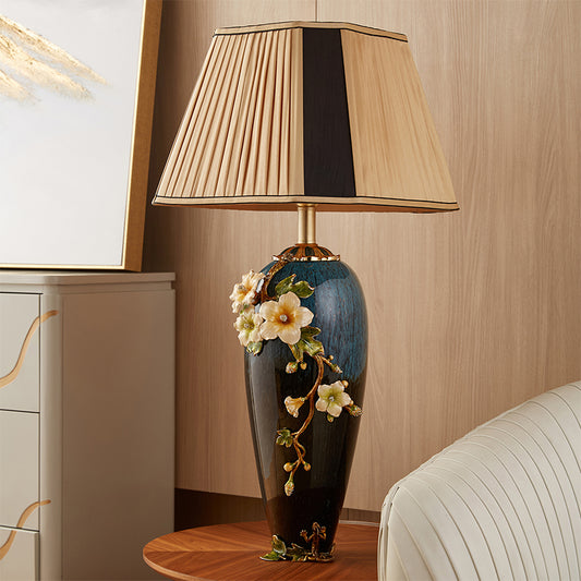 Midnight Azure Frog & Blossom Lamp