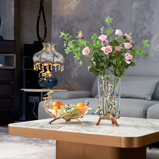 Crystalline Spiral & Orchid Songbird Vase