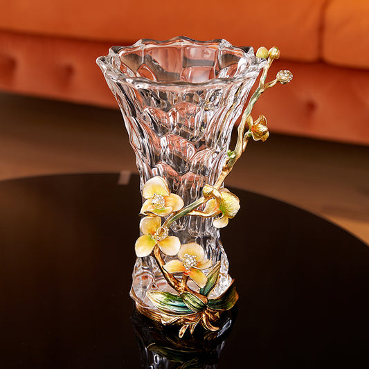 Celestial Orchid & Sculpted Crystal Vase