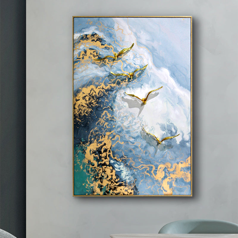 Azure Tide "Golden Wings" Fluid Canvas Art