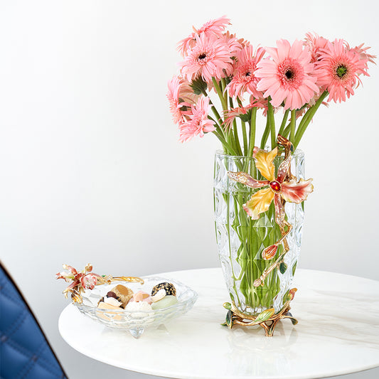 Crystalline Spiral & Orchid Songbird Vase