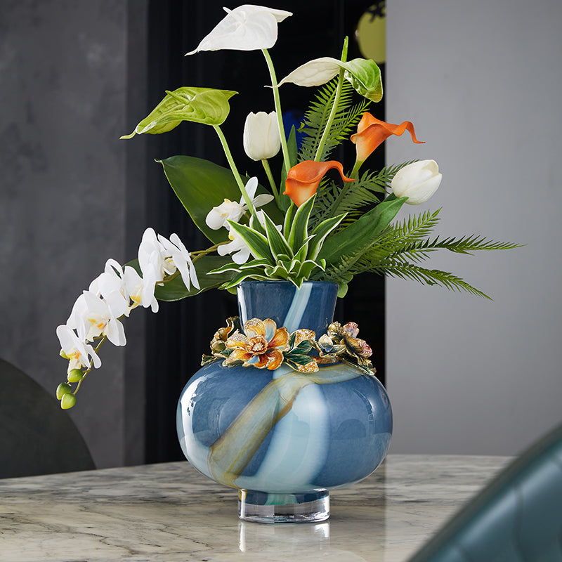 Azure Mist "Jeweled Narcissus" Art Vase