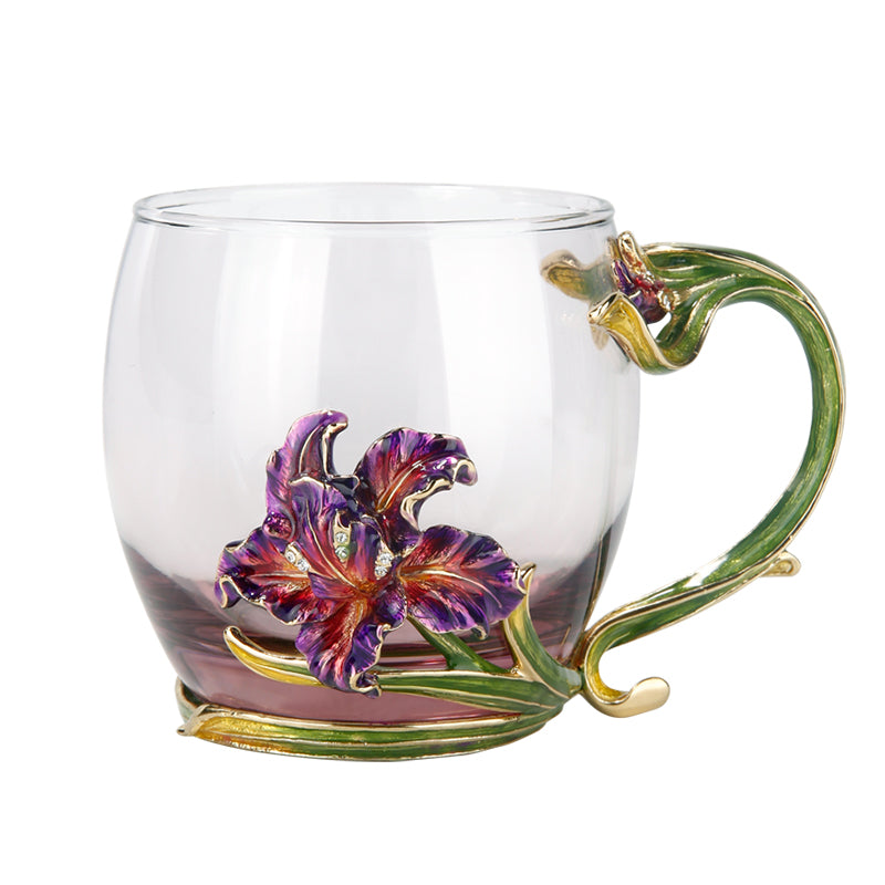 Violet Garden Glass Tea Cup