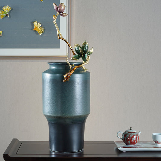 مزهرية حرفية من الفحم المتجمد "ماغنوليا وطائر مغرد"