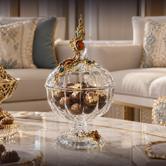 Azure Majesty Jeweled Crystal Jar