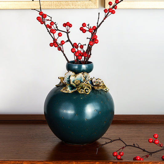 Emerald Crown Ceramic Vase
