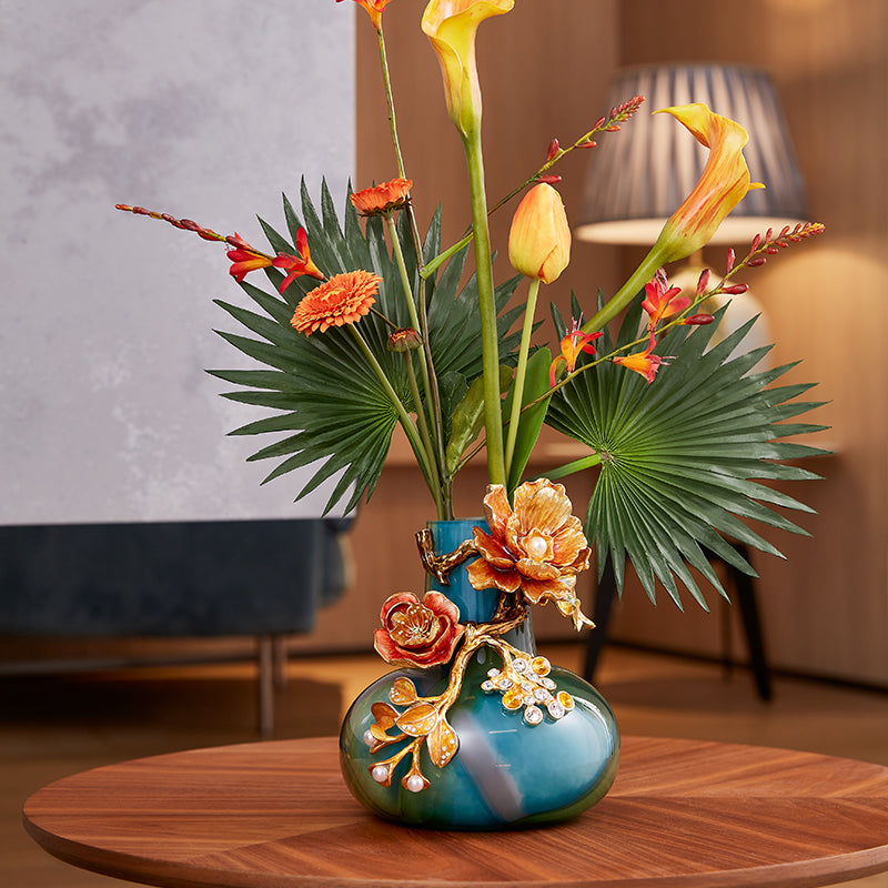 Azure Sunrise "Jeweled Bloom" Art Vase