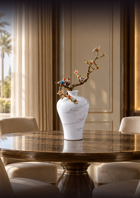 Alabaster Songbird Marble Vase