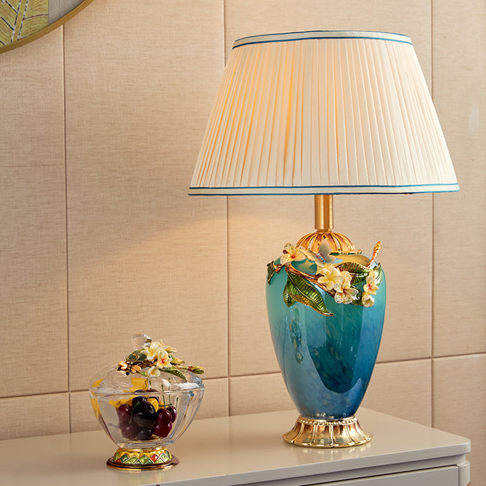 Azure Serenity Botanical Table Lamp