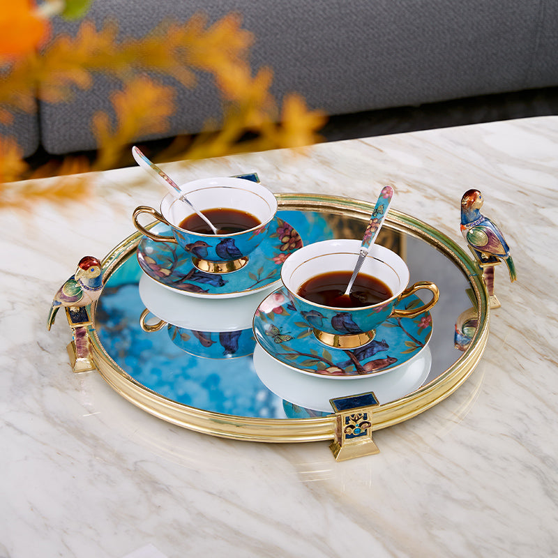 Sapphire Perch Mirrored Tray