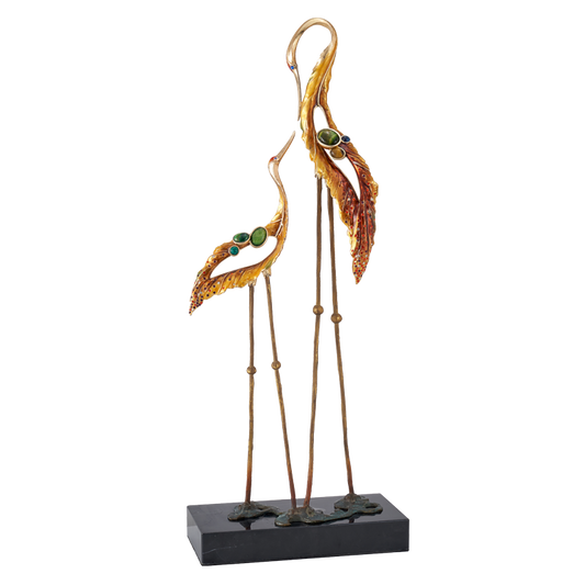 Stately Golden Crane "Zen Harmony" Sculptures