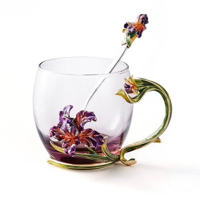 Violet Garden Glass Tea Cup