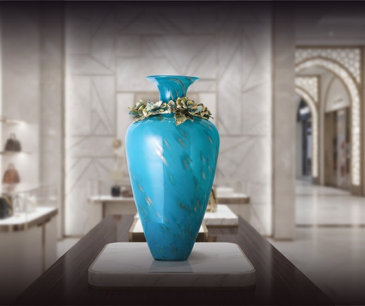 Turquoise Majesty Glass Vase