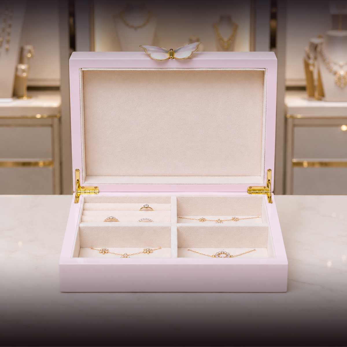 Blush Butterfly Jewelry Box