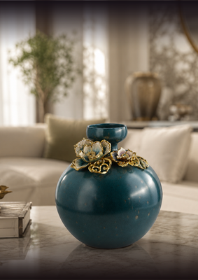 Emerald Crown Ceramic Vase