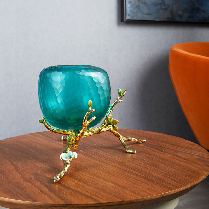 Emerald Sanctuary "Golden Root" Pedestal Vase