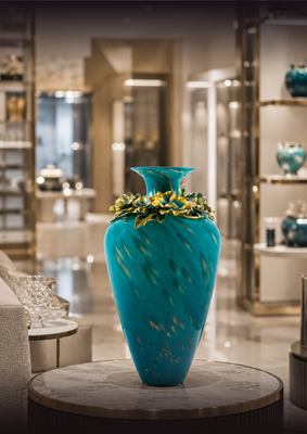Turquoise Majesty Glass Vase