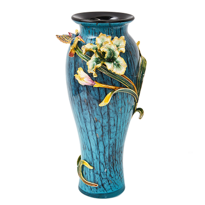 Hummingbird’s Emerald Iris Vase