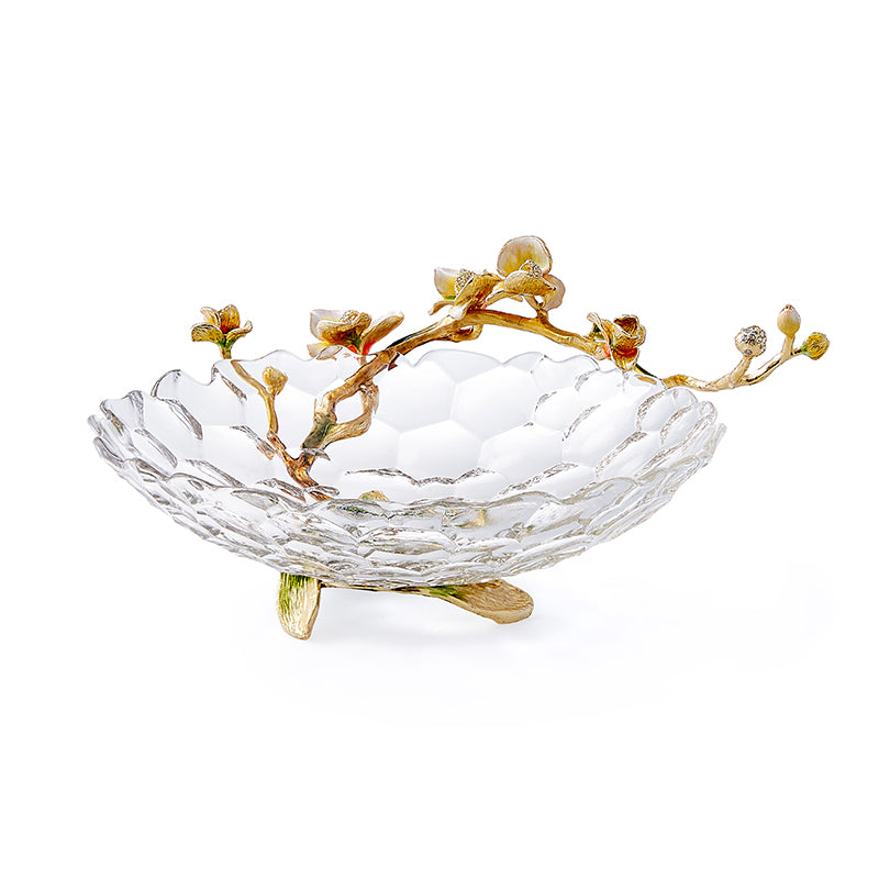 Dewdrop Petals Gilded Crystal Bowl