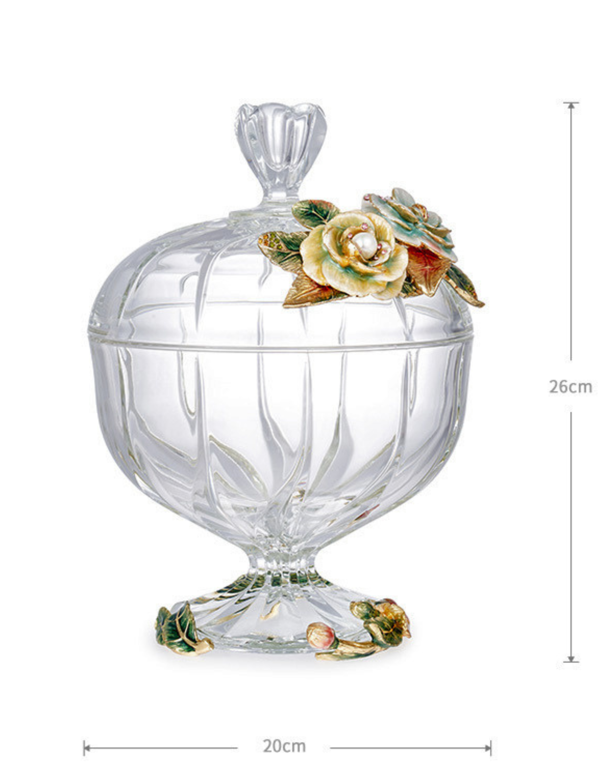 Crystal Rose Garden Footed Jar