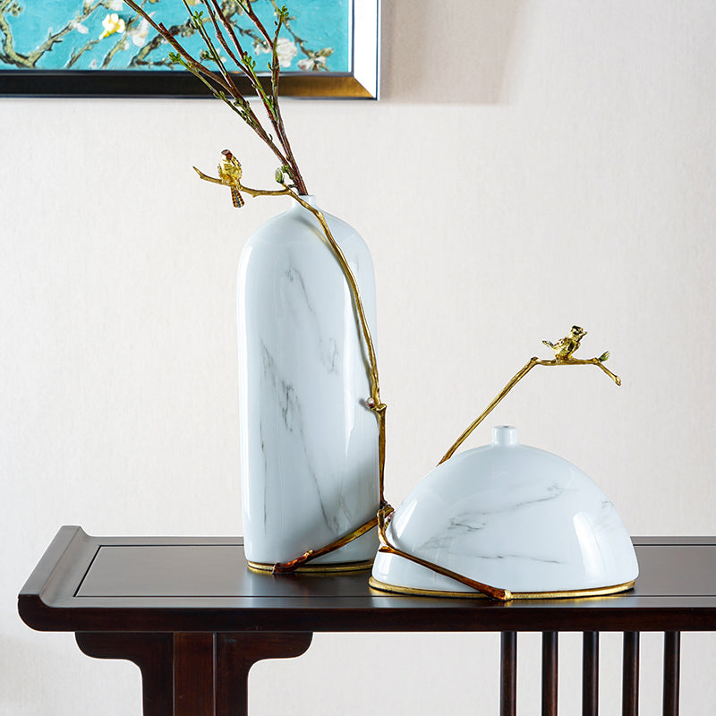 The "Zenith" Marble & Gold Sculptural Vase