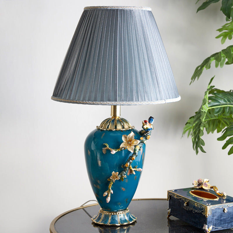 Teal Melody Floral Heritage Lamp