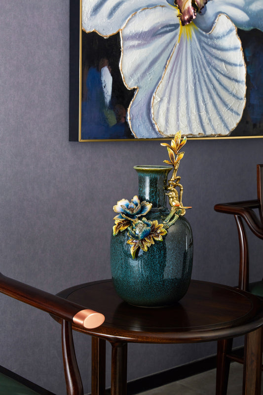 Emerald Orchid Ceramic Vase