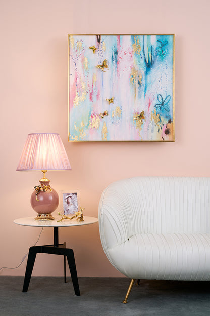 Pastel Reverie "Golden Butterfly" Fluid Art
