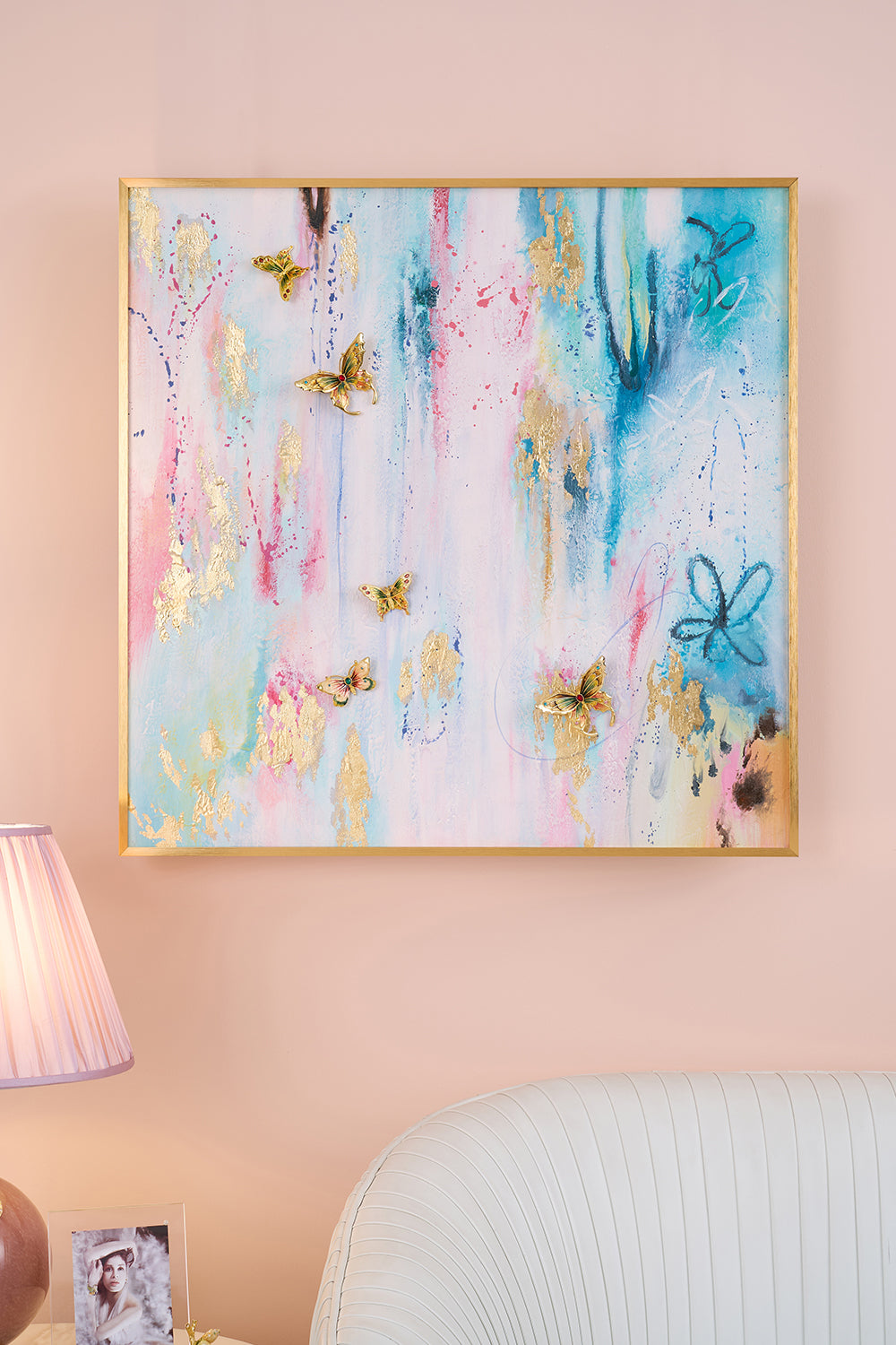 Pastel Reverie "Golden Butterfly" Fluid Art