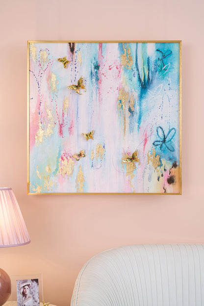 Pastel Reverie "Golden Butterfly" Fluid Art