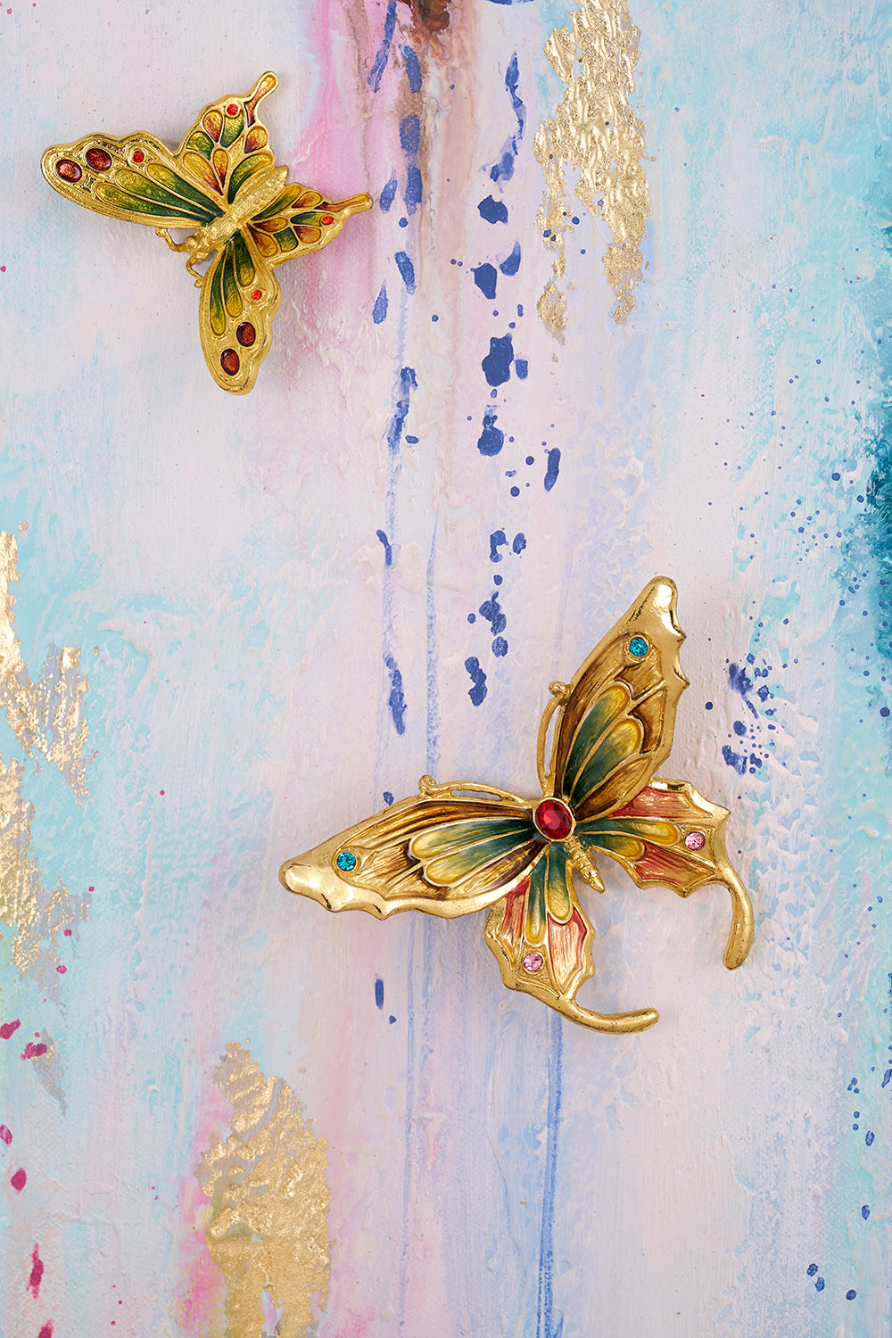Pastel Reverie "Golden Butterfly" Fluid Art