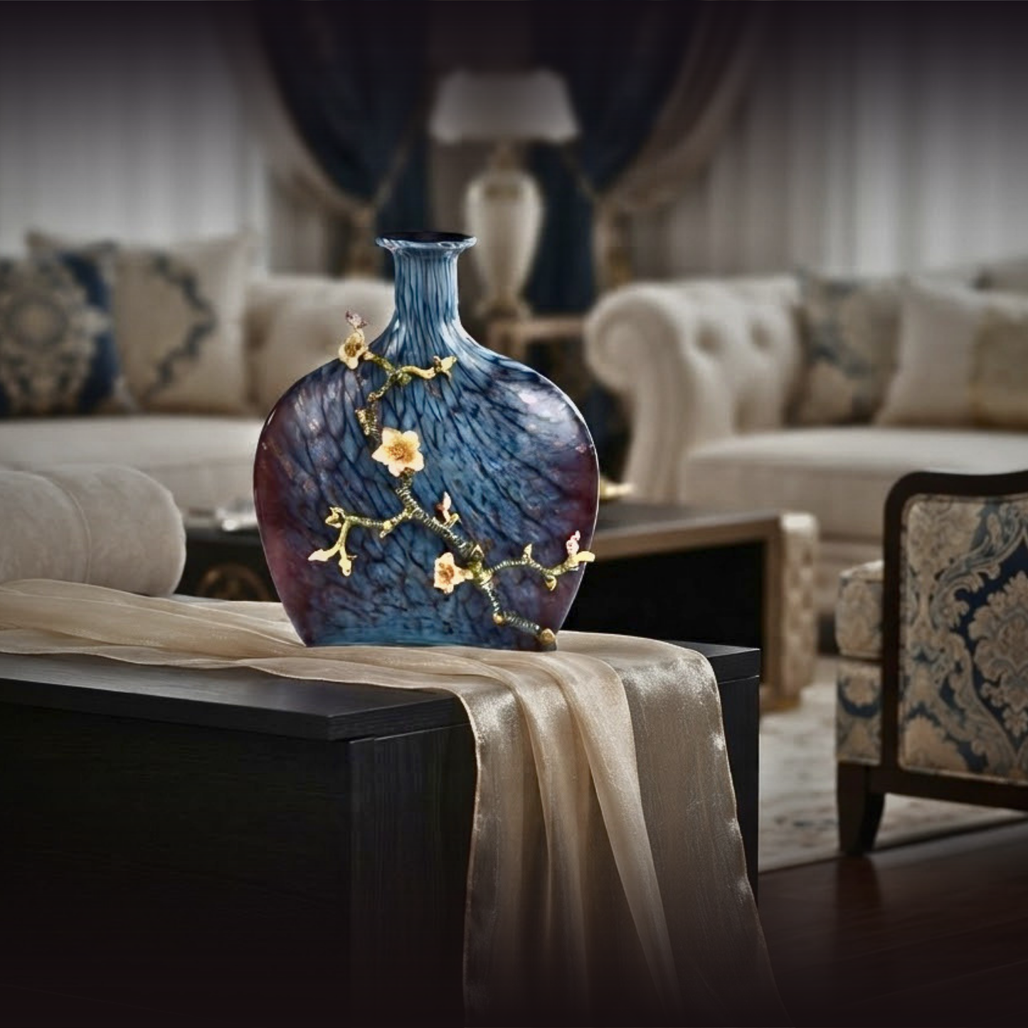 Celestial Azure Gilded Vase