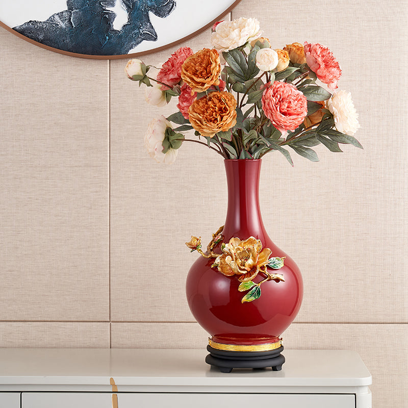 مزهرية إمبريال كريمزون "النرجس الذهبي" الكبيرة