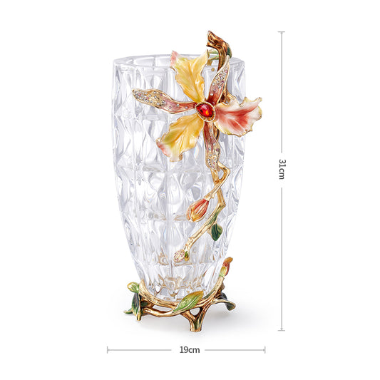 Crystalline Spiral & Orchid Songbird Vase