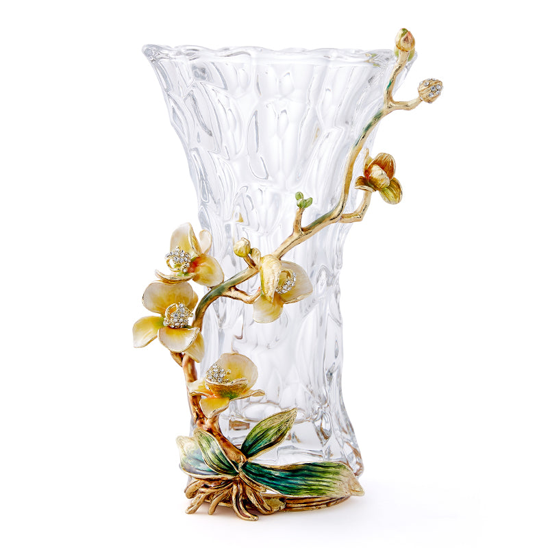 Celestial Orchid & Sculpted Crystal Vase