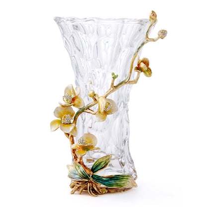 Celestial Orchid & Sculpted Crystal Vase
