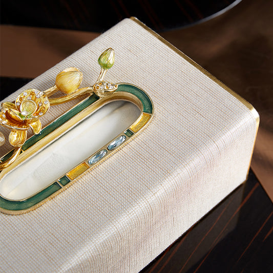 Champagne Orchid Linen Tissue Box