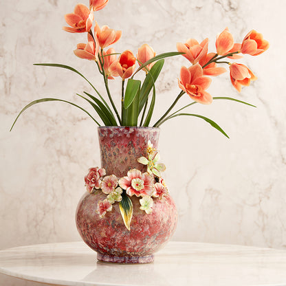 مزهرية سيراميك "انسجام البتلات" بلون وردي فاتح