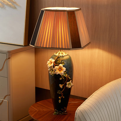 Midnight Azure Frog & Blossom Lamp
