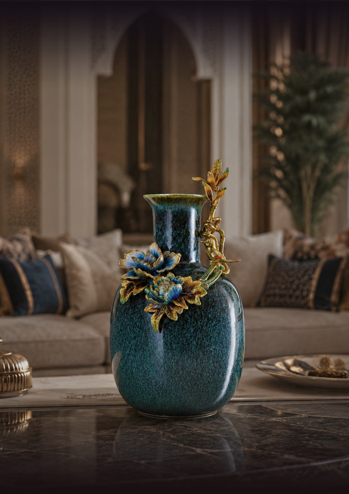 Emerald Orchid Ceramic Vase